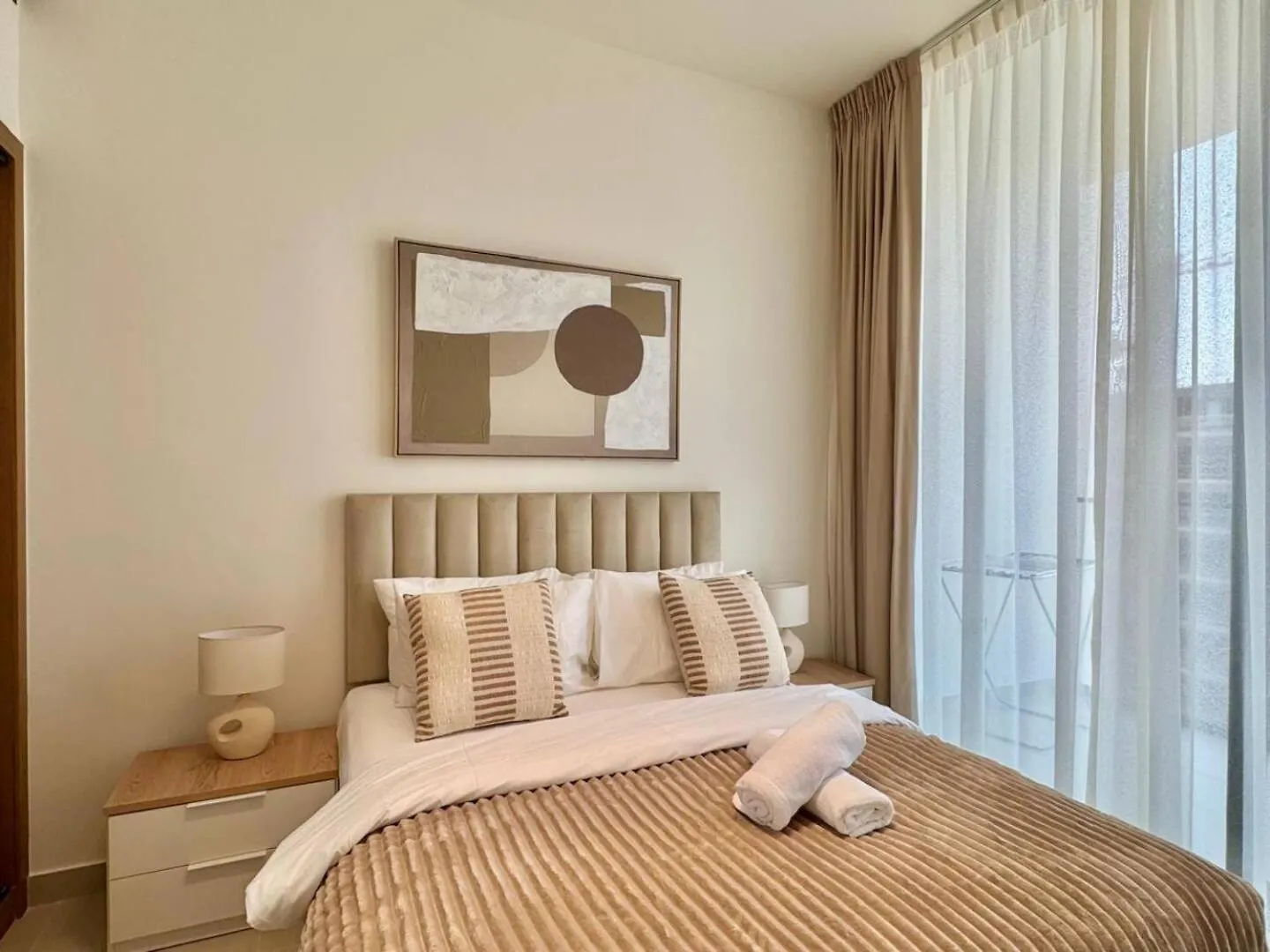 Modern 1-Bedroom Haven With Soothing Interiors Dubai Apartment